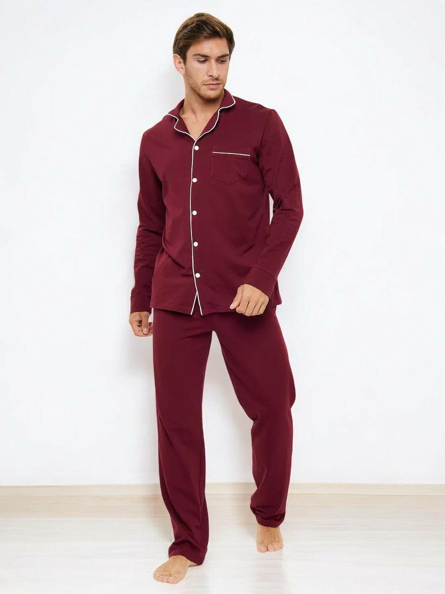 Notched Collar Loungewear in Cotton.