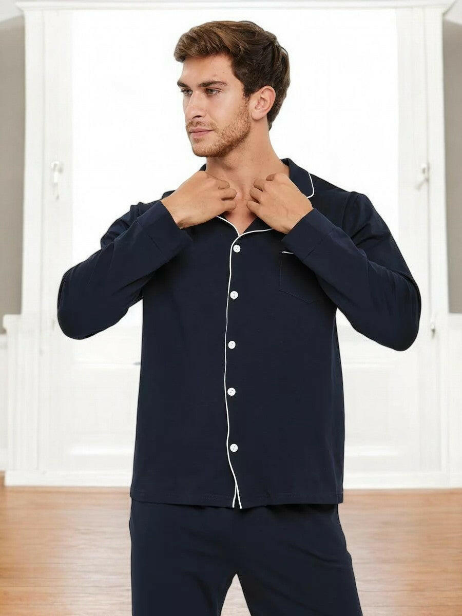 Notched Collar Loungewear in Cotton.