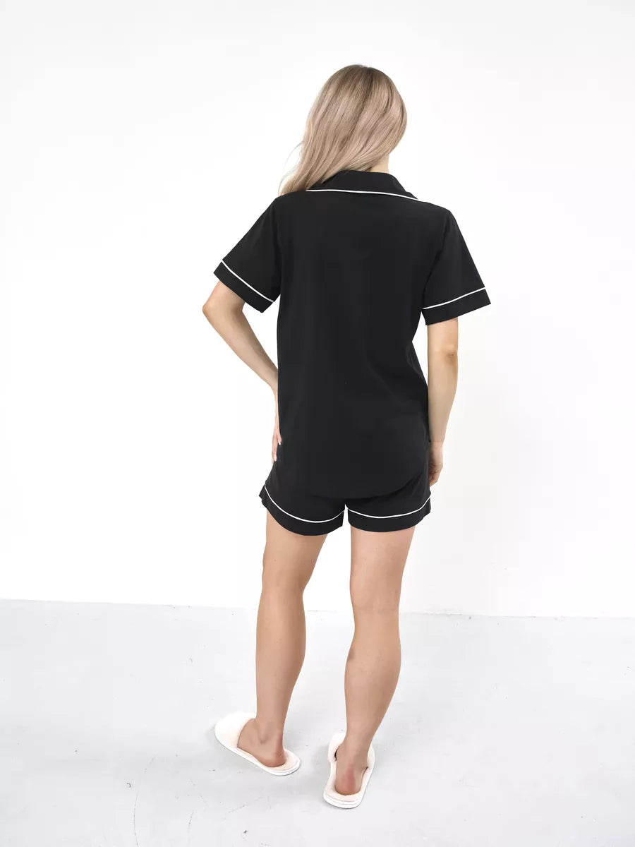 Shorts Set Black Solid 100% Cotton.