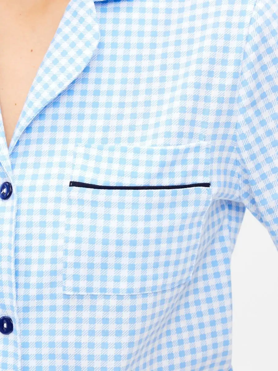 Shorts Set Sky Checkered 100% Cotton.