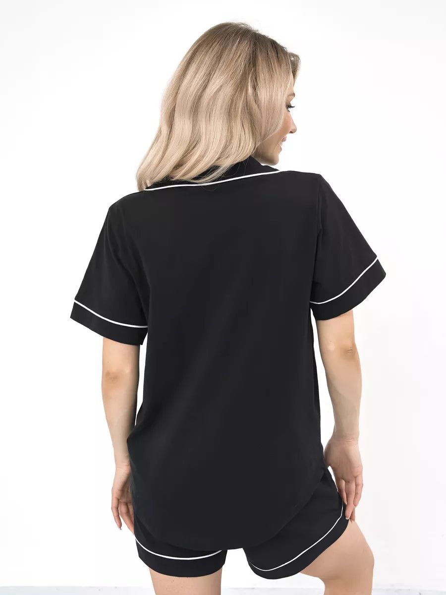 Shorts Set Black Solid 100% Cotton.