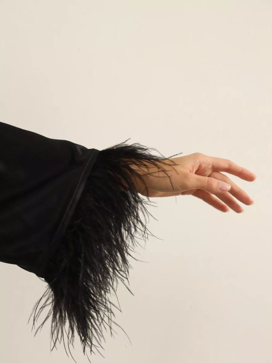 Hot Girl Mini Robe with Feather.