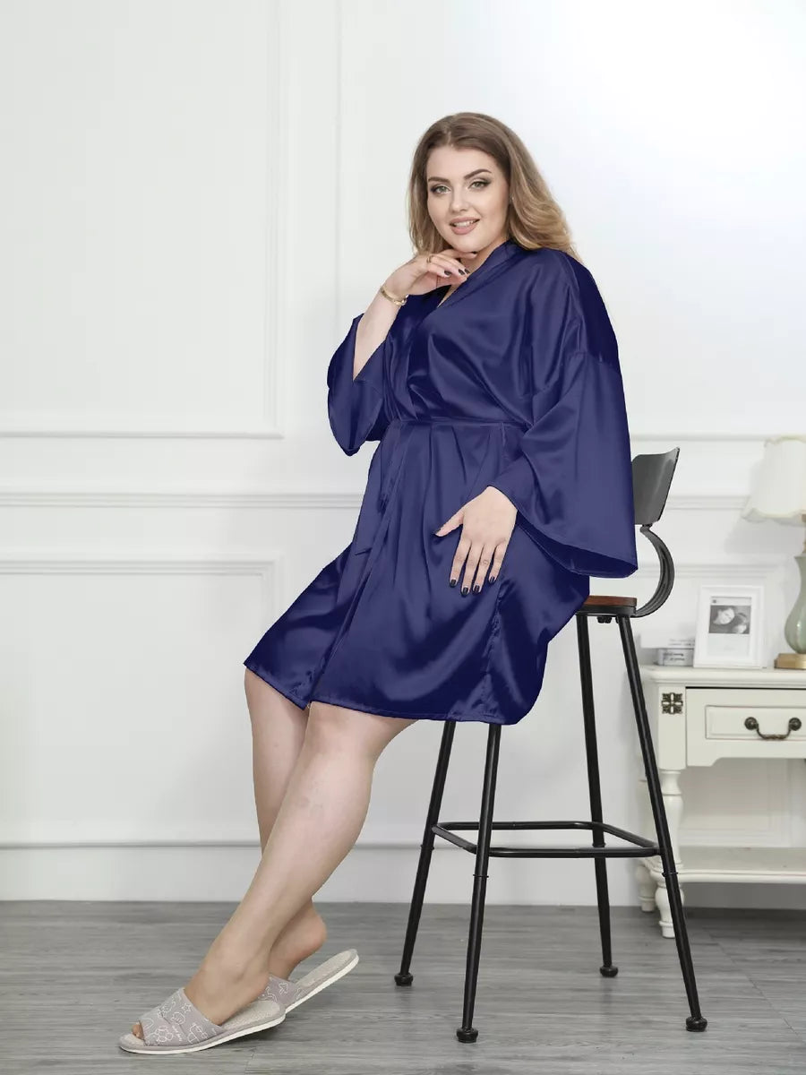 Hot Girl Mini Robe in Navy.