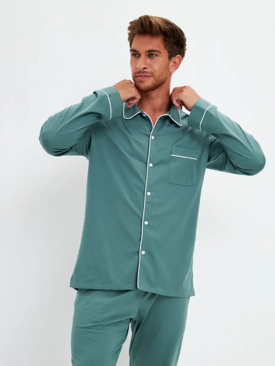 Shirt Collar Loungewear in Cotton.