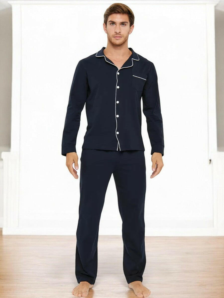 Notched Collar Loungewear in Cotton.