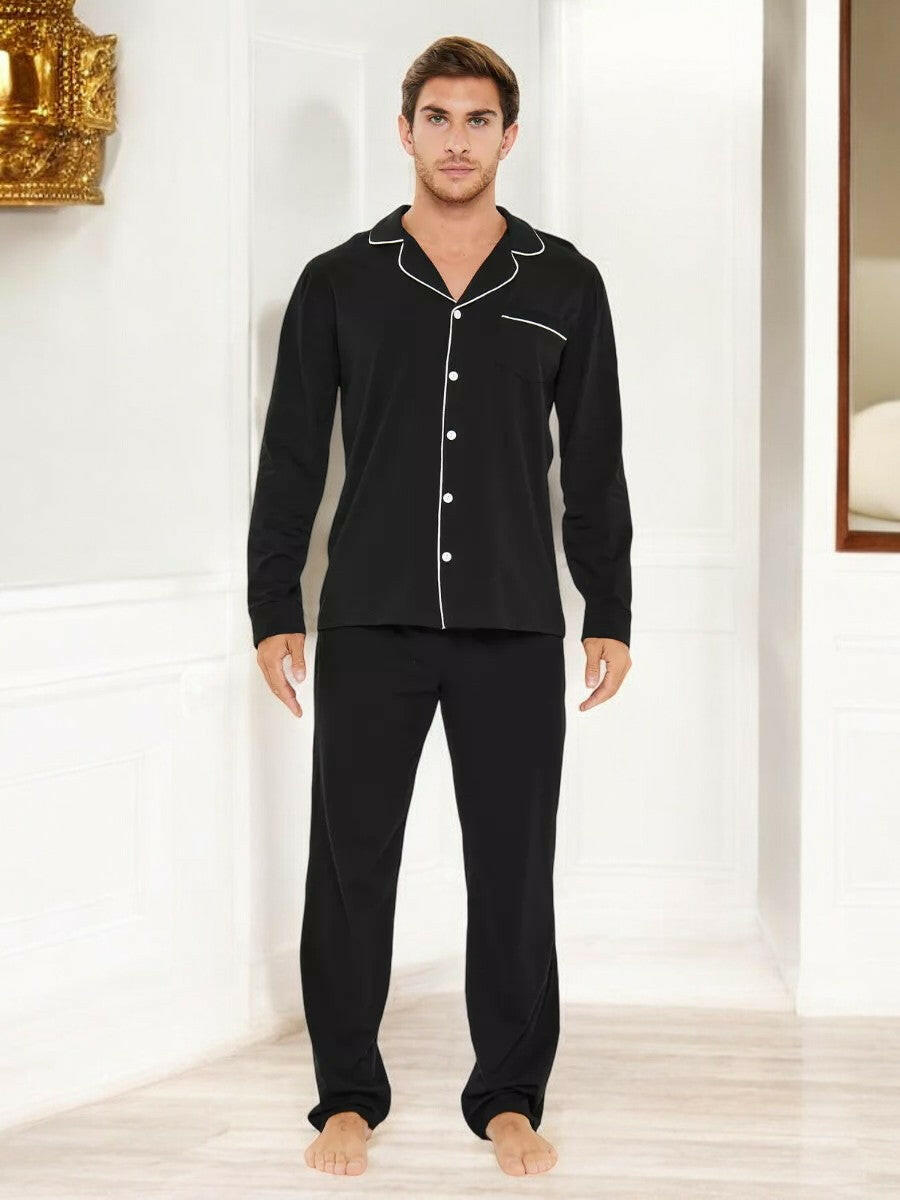 Notched Collar Loungewear in Cotton.