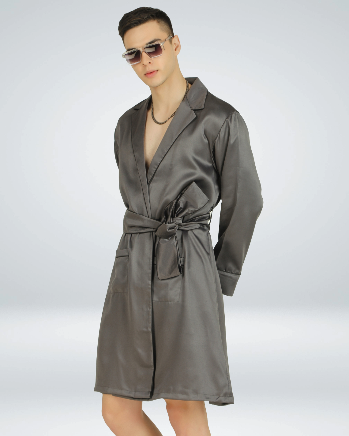 Luxe Satin Robe with Shorts - Bella Babe by SK Nightsuit Nightdress Robes Silk Satin Nighty Gown Nightwear