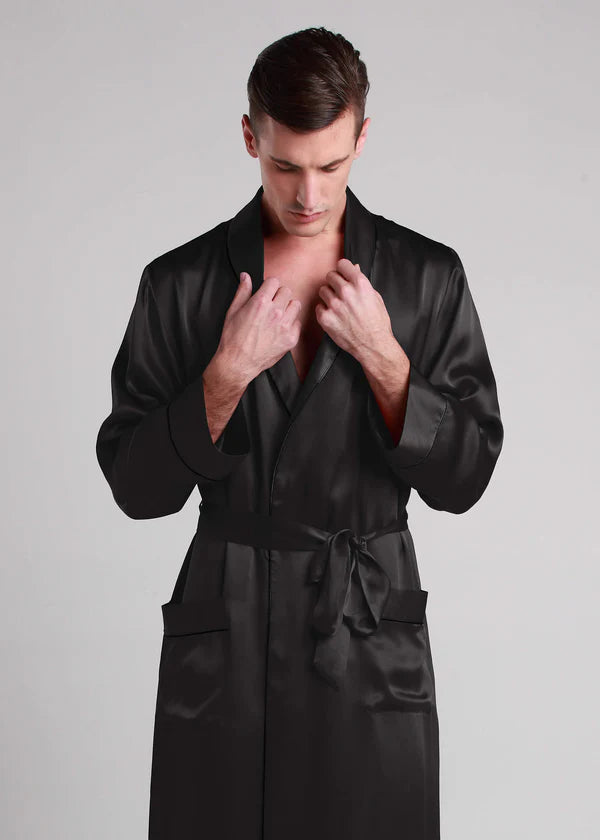 Classic Long Satin Robe for Men.