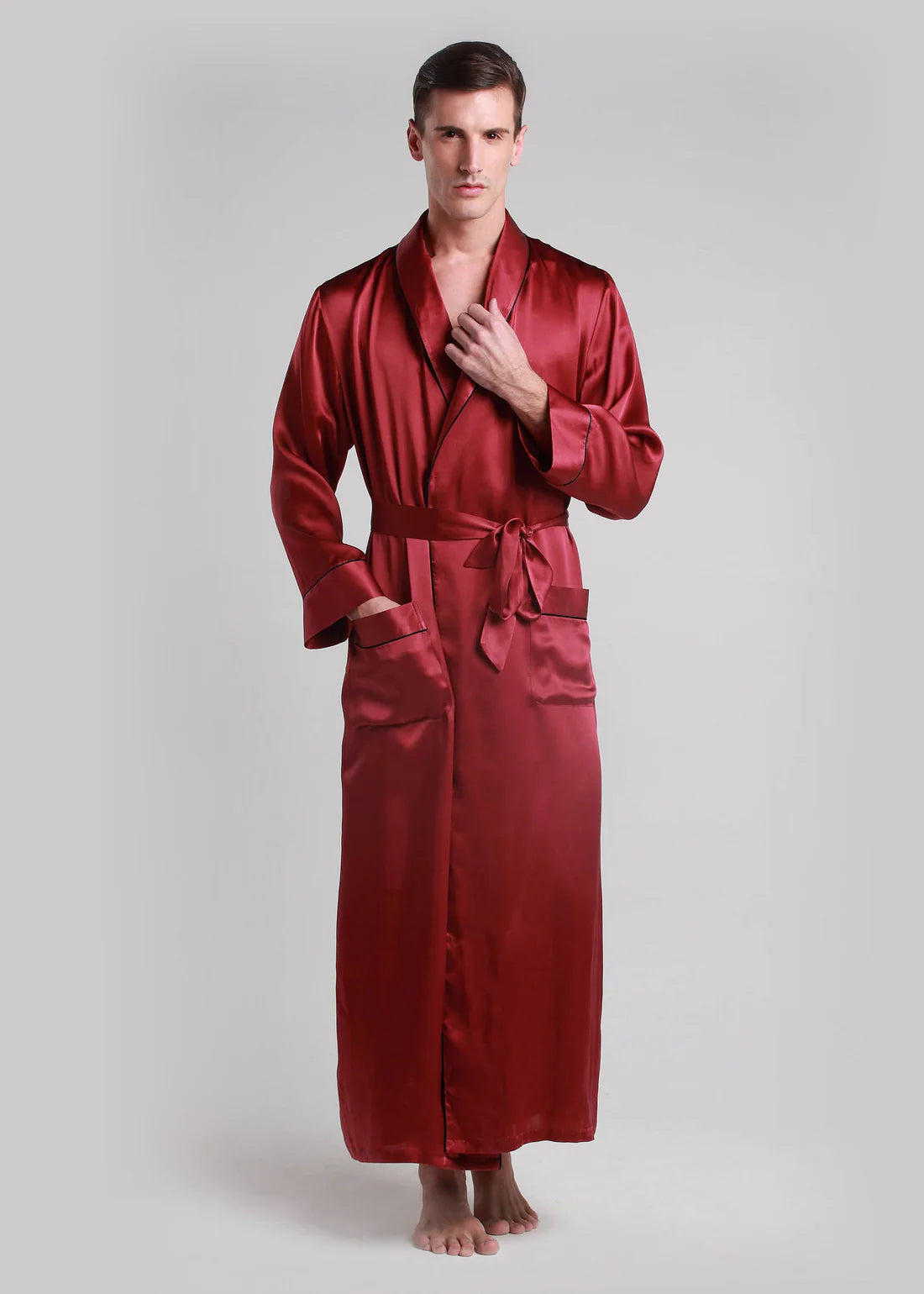 Classic Long Satin Robe for Men
