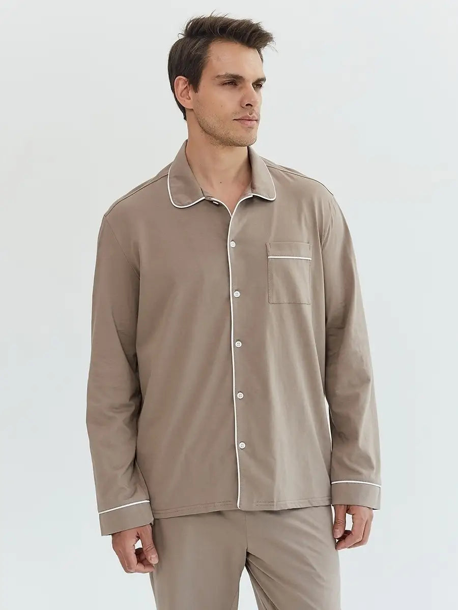 Shirt Collar Loungewear in Cotton.