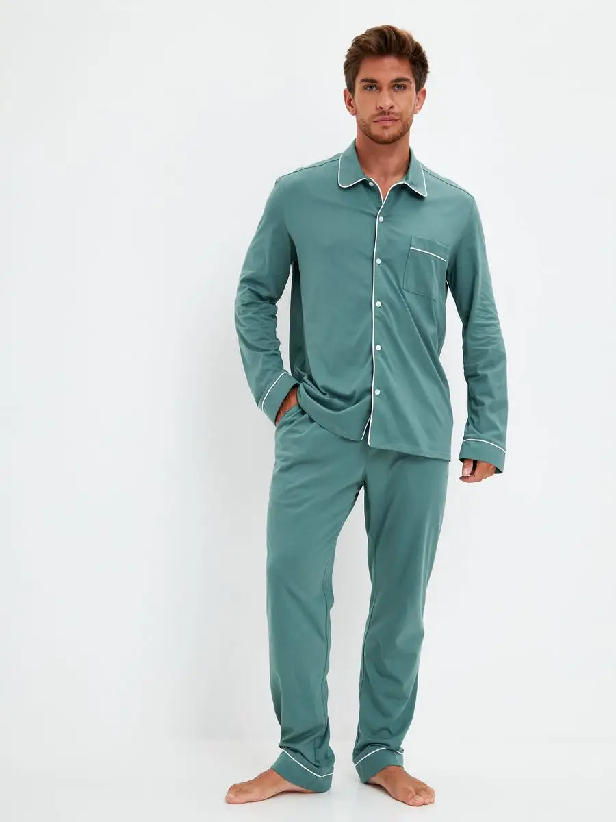 Shirt Collar Loungewear in Cotton.