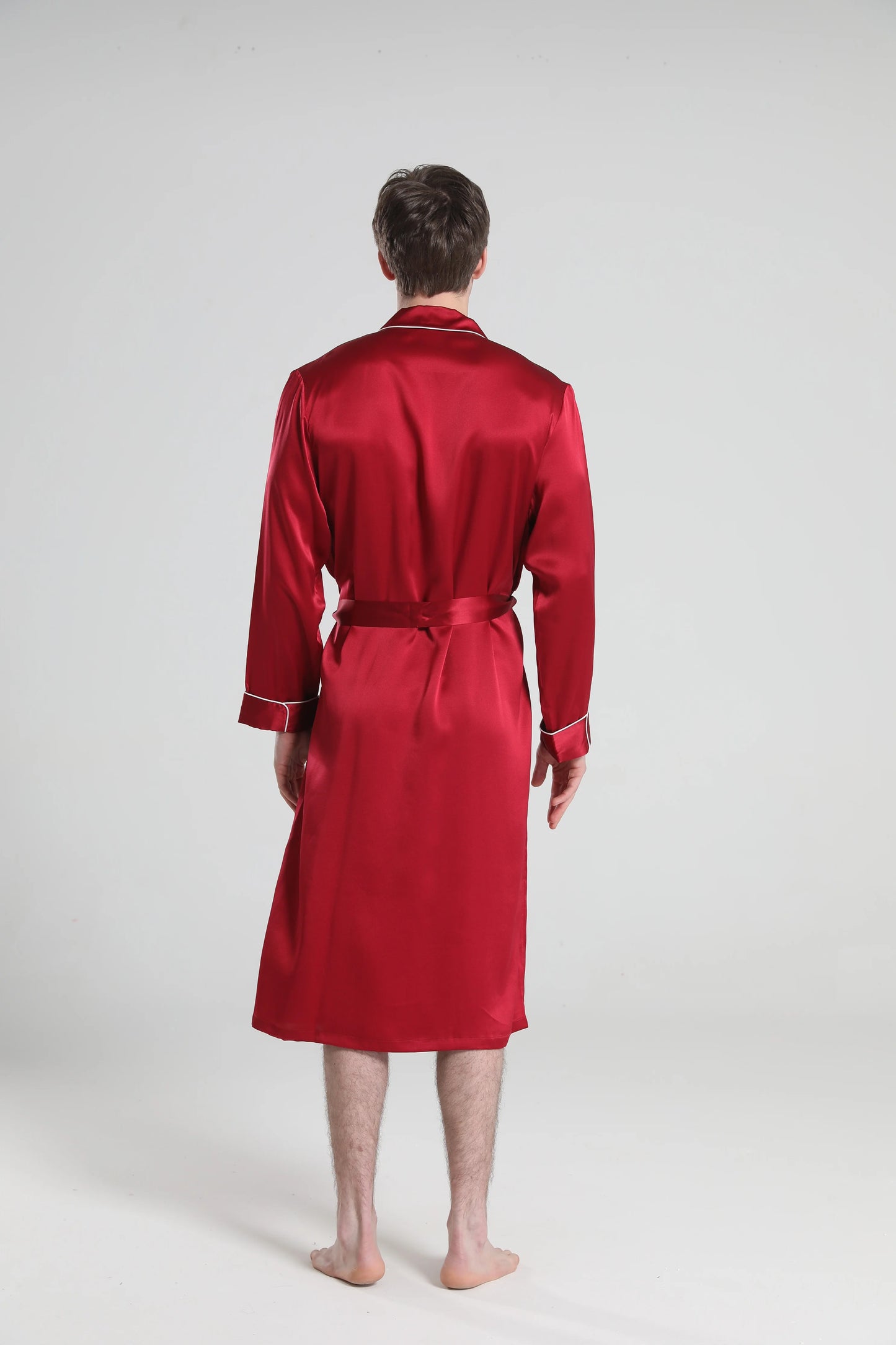 Cuban Collar Robe with Piping.
