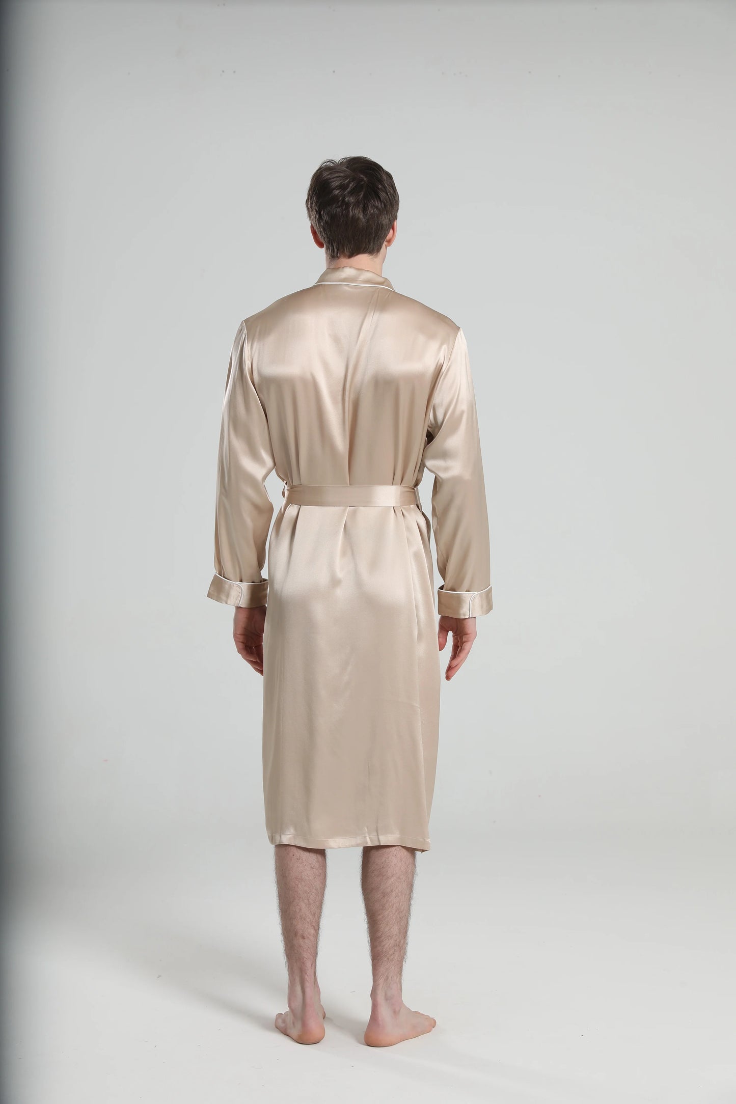 Cuban Collar Robe with Piping.