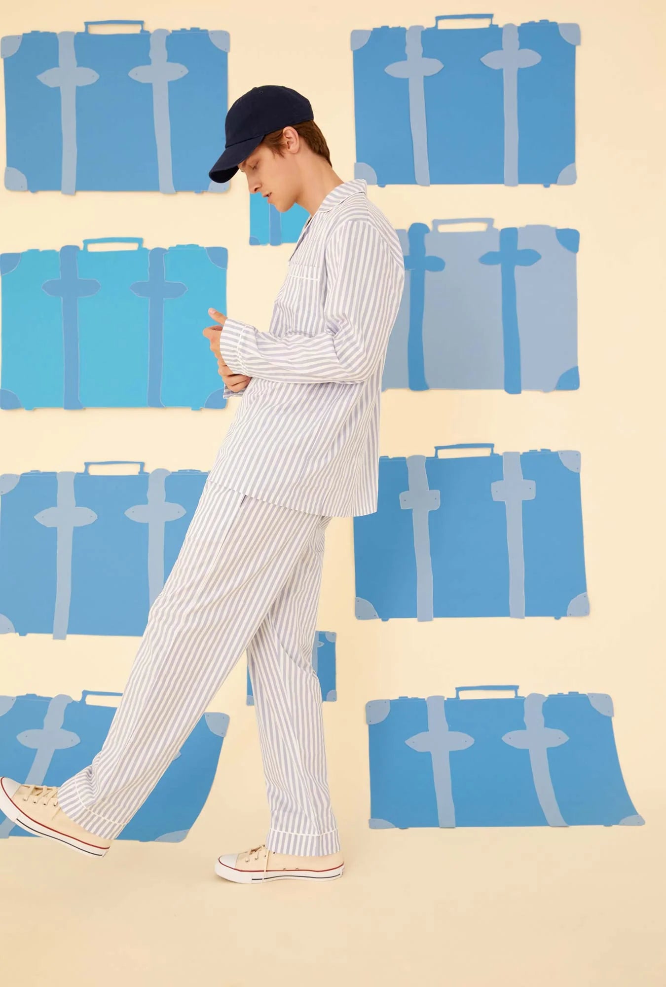 Sky Blue Stripe Loungewear 100% Cotton.