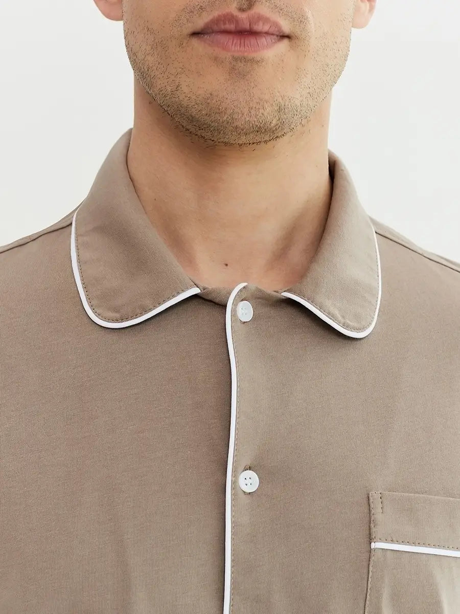 Shirt Collar Loungewear in Cotton.