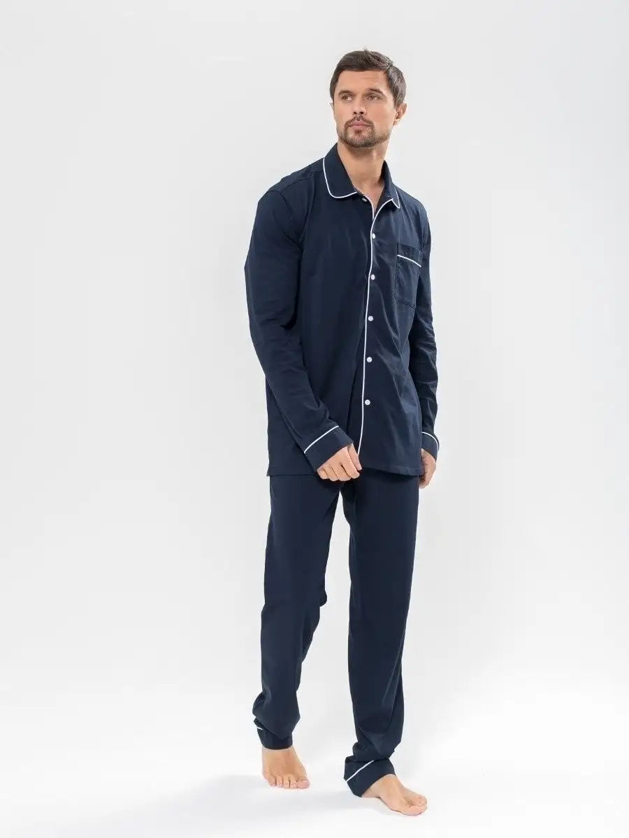 Shirt Collar Loungewear in Cotton.