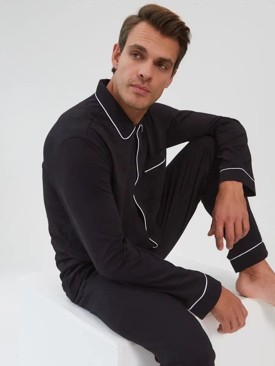 Ropa de estar por casa en rayón suave negro