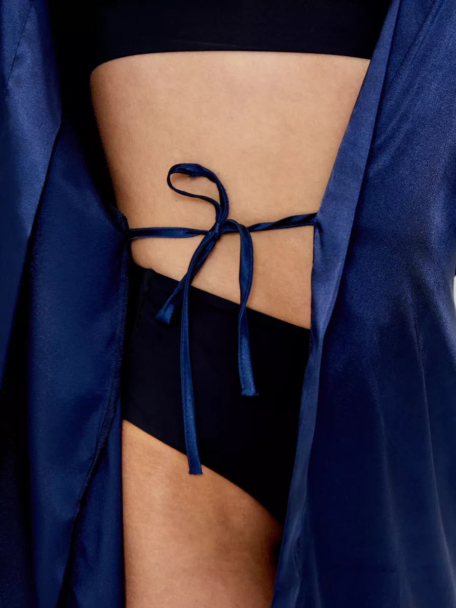 Hot Girl Mini Robe in Navy.