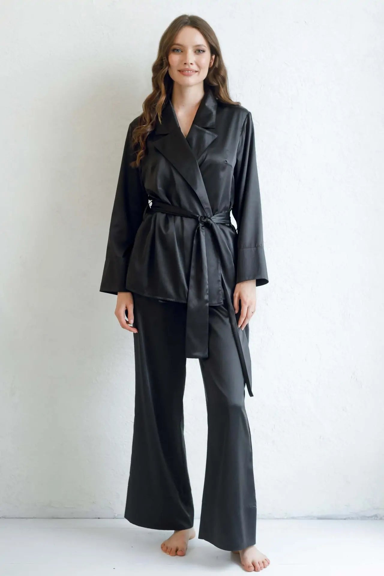 Satin Wrap Set Lapel Collar.