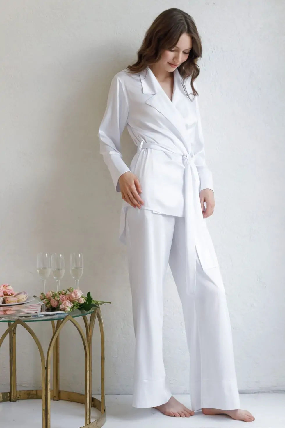 Satin Wrap Set Lapel Collar.