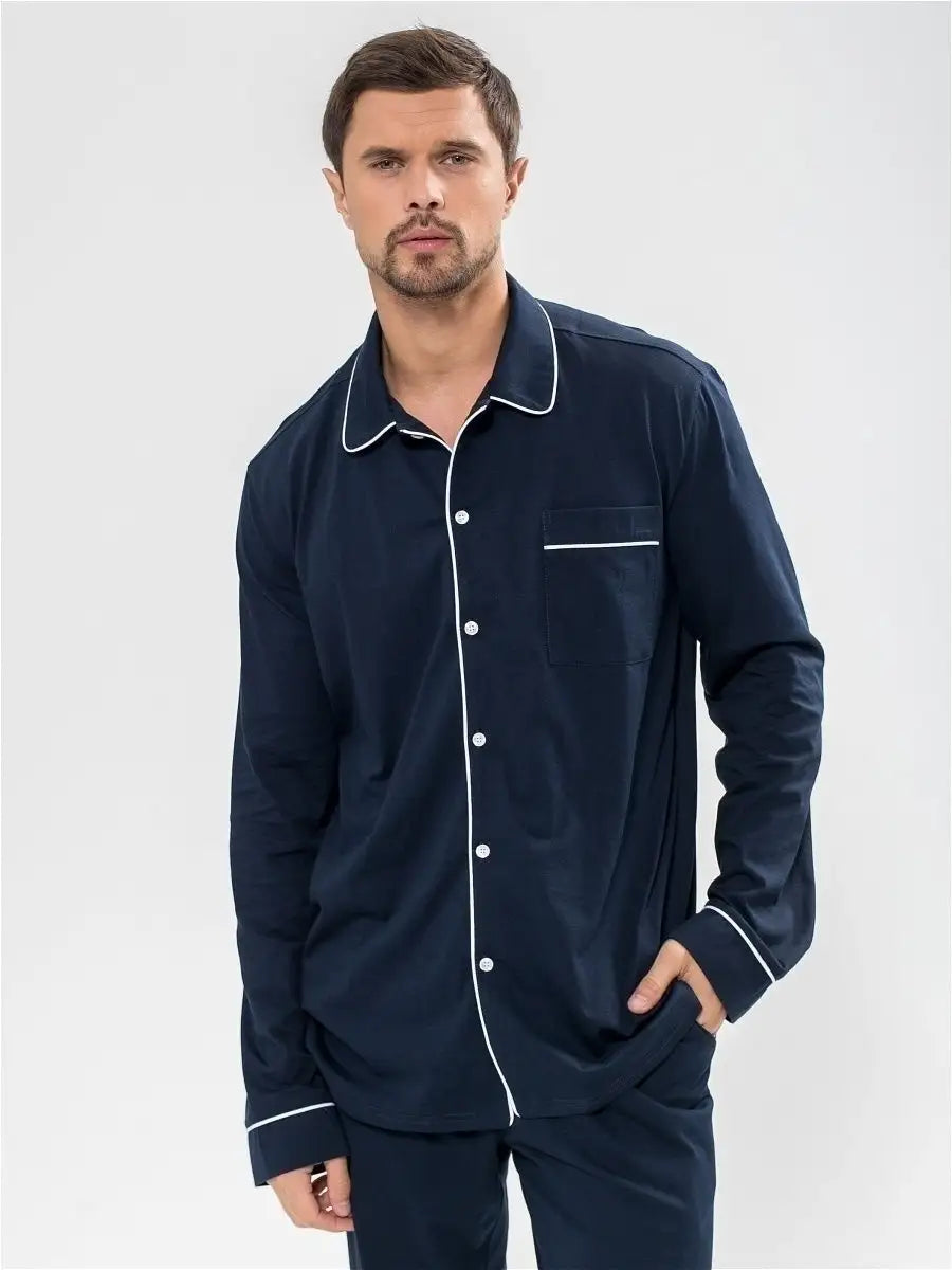 Shirt Collar Loungewear in Cotton.