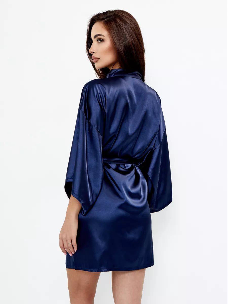 Hot Girl Mini Robe in Navy.