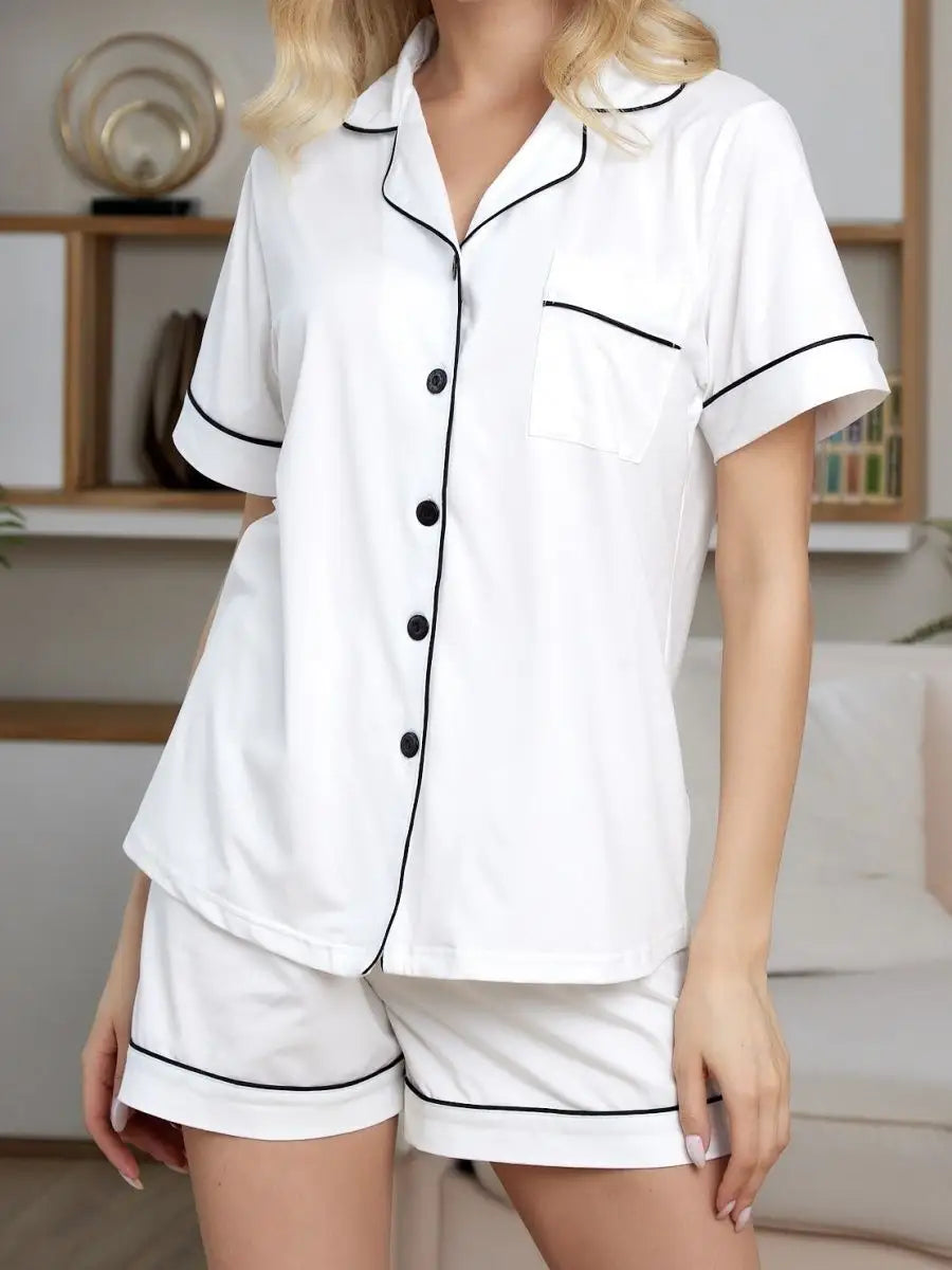 White Shorts Set in 100% Cotton.