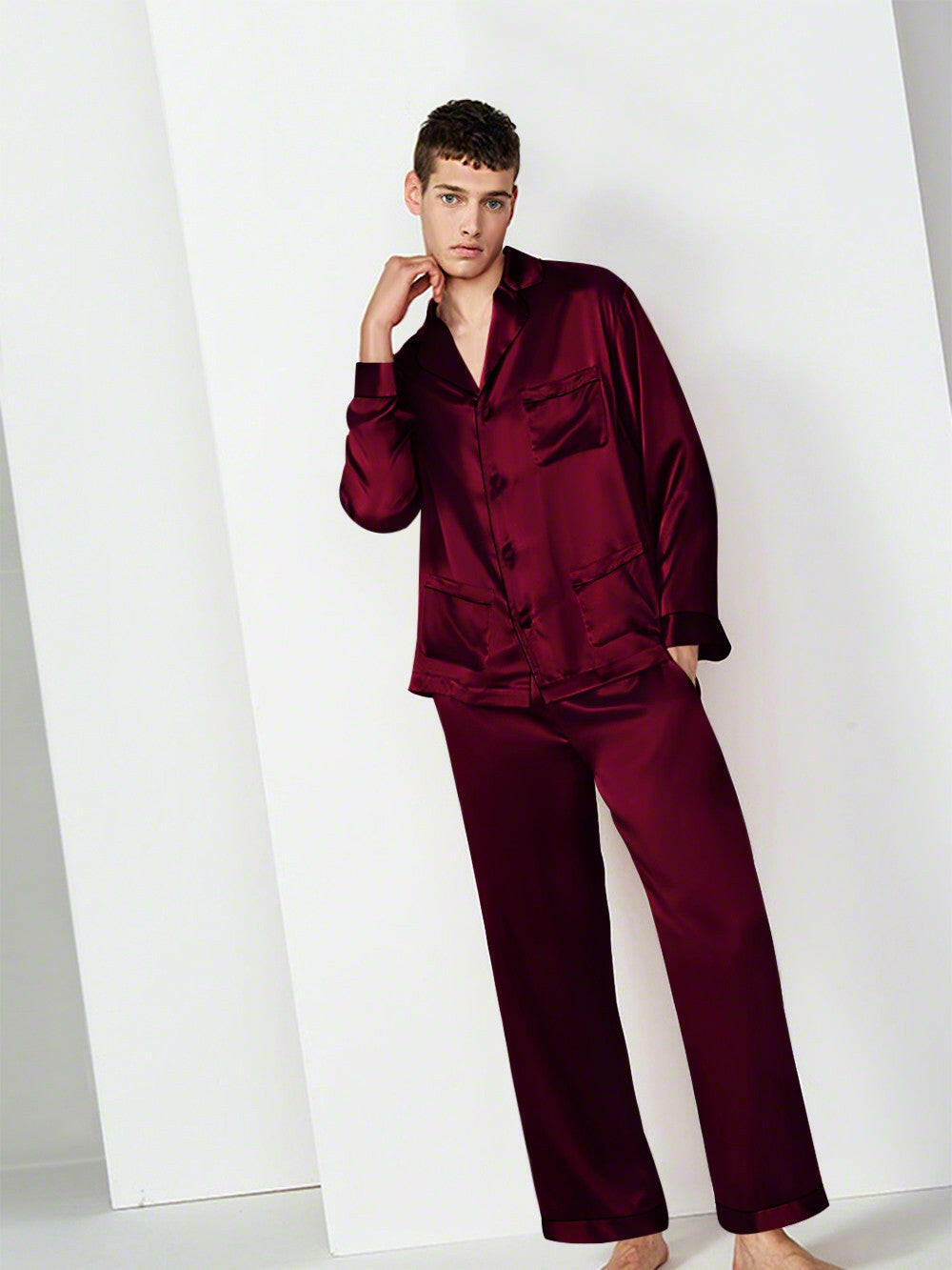 Satin Nightwear with Contrast Piping for Couples.