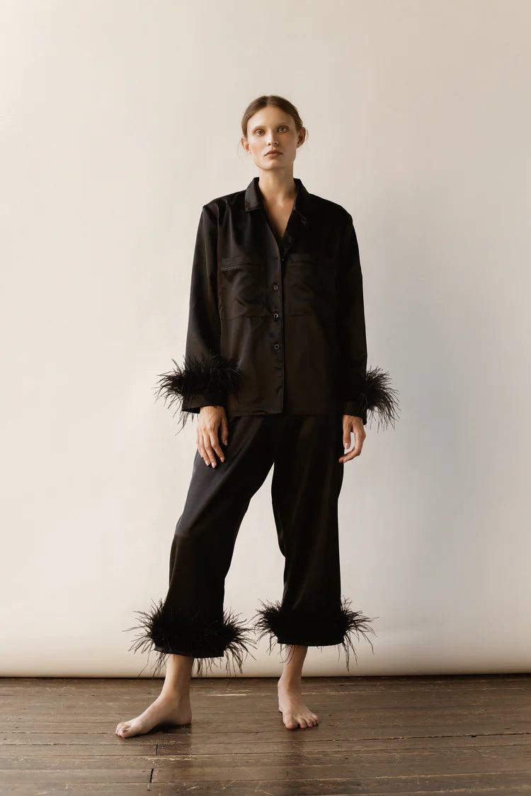 Feather Cropped Pajama Set.