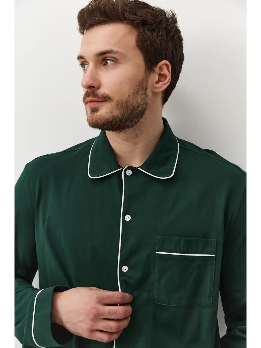 Shirt Collar Loungewear in Cotton.