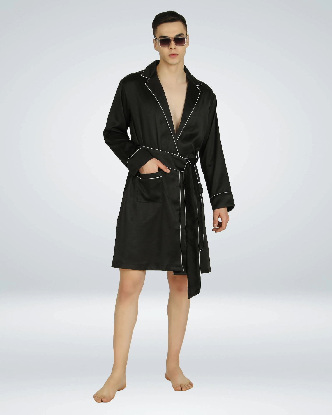 Luxe Satin Robe with Shorts - Bella Babe by SK Nightsuit Nightdress Robes Silk Satin Nighty Gown Nightwear