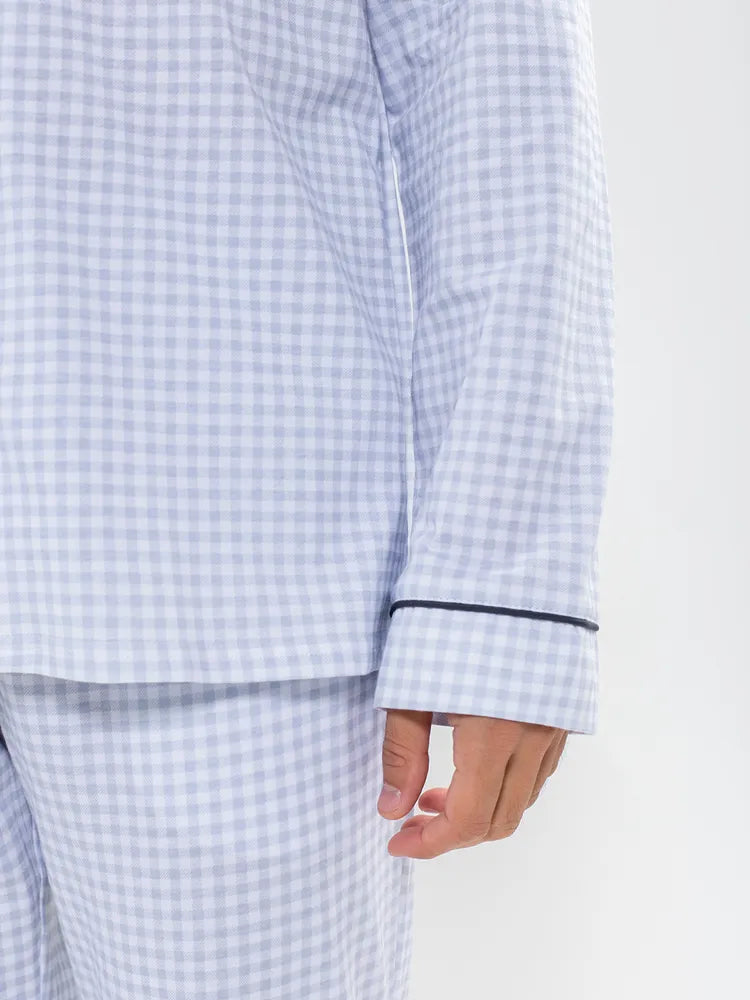 Sky Blue Checkered Nightsuit 100% Cotton.