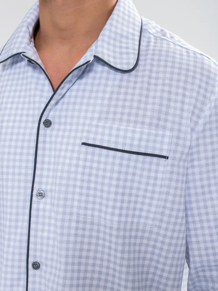 Sky Blue Checkered Nightsuit 100% Cotton.