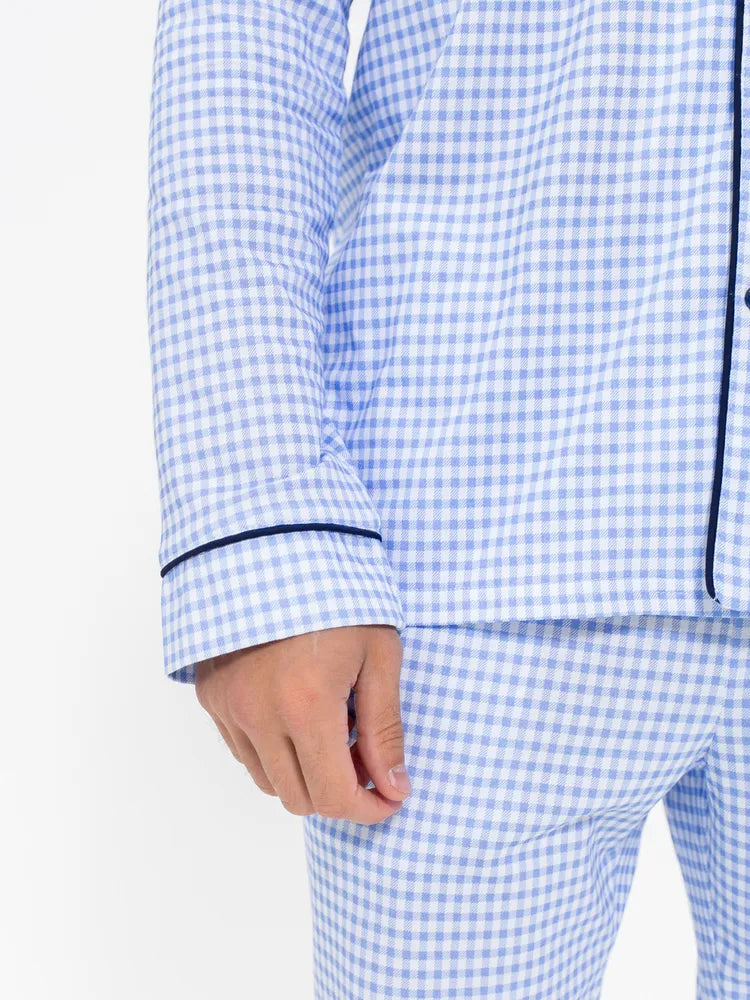 Sky Blue Checkered Nightsuit 100% Cotton.