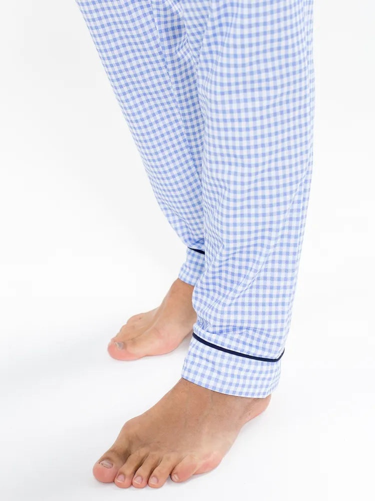 Sky Blue Checkered Nightsuit 100% Cotton.