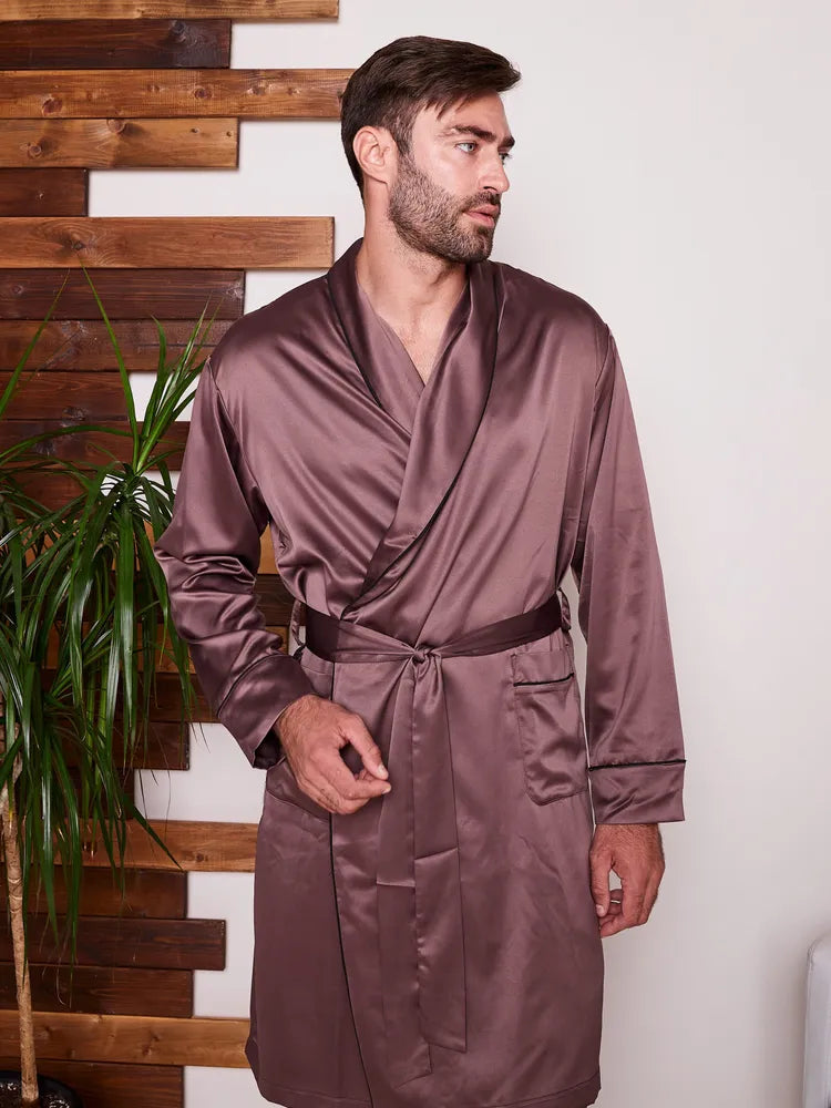 Premium Satin Robe with Pyjamas - Bella Babe by SK Nightsuit-Nightdress-Robes-Silk-Satin-Nighty-Gown-Nightwear-Shorts-Pajamas-Nightsuit-for-women-men-bathrobe-Satin-dress-cotton-
