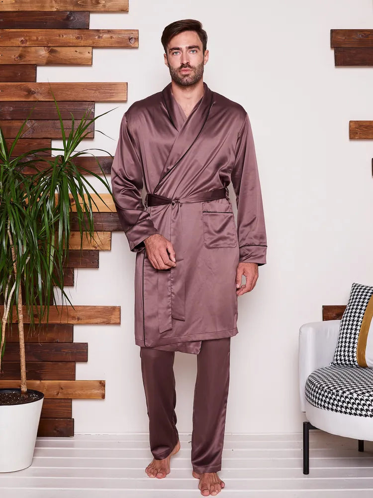 Premium Satin Robe with Pyjamas - Bella Babe by SK Nightsuit-Nightdress-Robes-Silk-Satin-Nighty-Gown-Nightwear-Shorts-Pajamas-Nightsuit-for-women-men-bathrobe-Satin-dress-cotton-