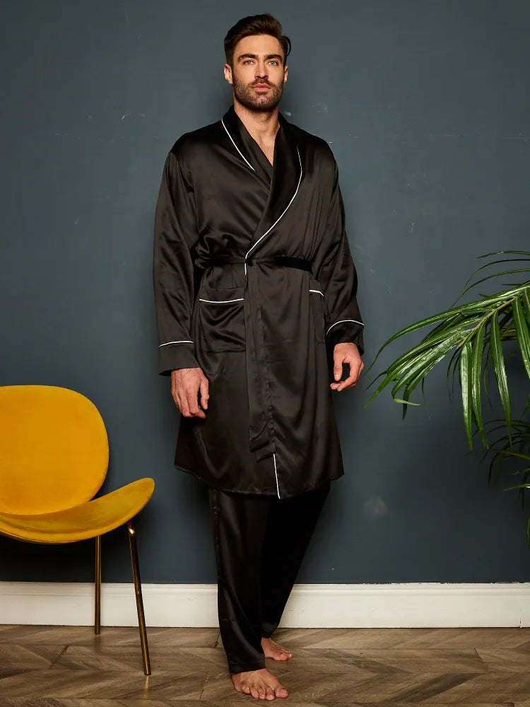 Premium Satin Robe with Pyjamas - Bella Babe by SK Nightsuit-Nightdress-Robes-Silk-Satin-Nighty-Gown-Nightwear-Shorts-Pajamas-Nightsuit-for-women-men-bathrobe-Satin-dress-cotton-