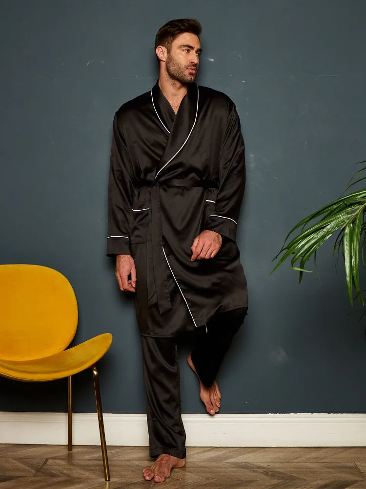 Premium Satin Robe with Pyjamas - Bella Babe by SK Nightsuit-Nightdress-Robes-Silk-Satin-Nighty-Gown-Nightwear-Shorts-Pajamas-Nightsuit-for-women-men-bathrobe-Satin-dress-cotton-