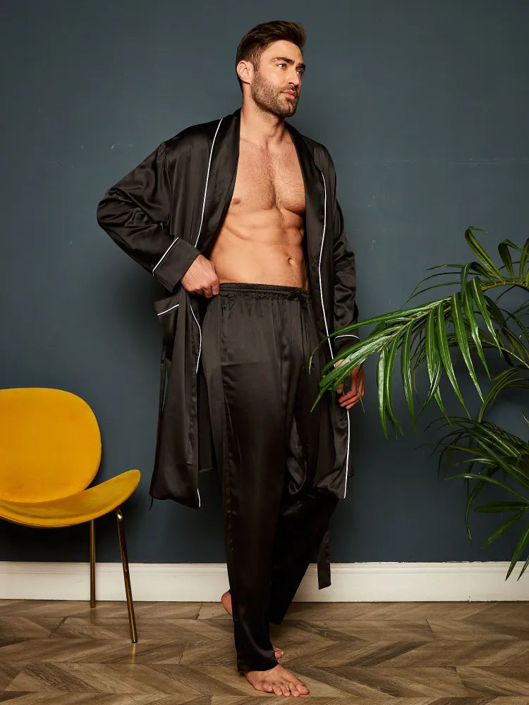 Premium Satin Robe with Pyjamas - Bella Babe by SK Nightsuit-Nightdress-Robes-Silk-Satin-Nighty-Gown-Nightwear-Shorts-Pajamas-Nightsuit-for-women-men-bathrobe-Satin-dress-cotton-