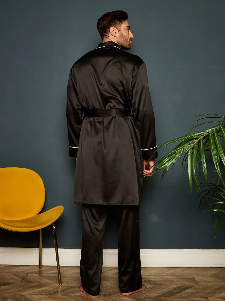 Premium Satin Robe with Pyjamas - Bella Babe by SK Nightsuit-Nightdress-Robes-Silk-Satin-Nighty-Gown-Nightwear-Shorts-Pajamas-Nightsuit-for-women-men-bathrobe-Satin-dress-cotton-