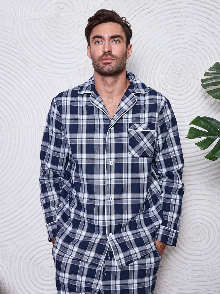Blue Checkered Nightsuit 100% Cotton - Bella Babe by SK Nightsuit-Nightdress-Robes-Silk-Satin-Nighty-Gown-Nightwear-Shorts-Pajamas-Nightsuit-for-women-men-bathrobe-Satin-dress-cotton-