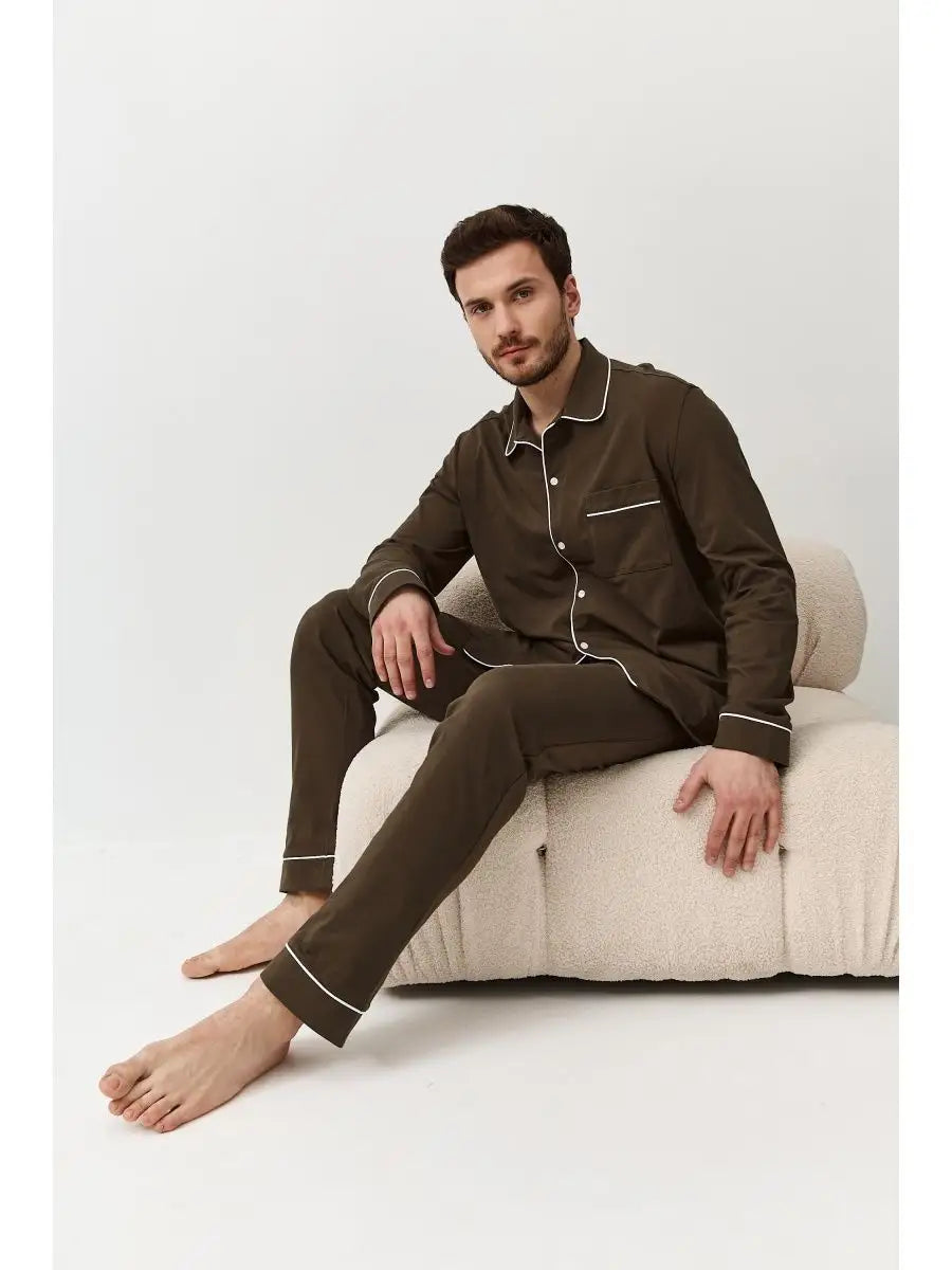Shirt Collar Loungewear in Cotton.
