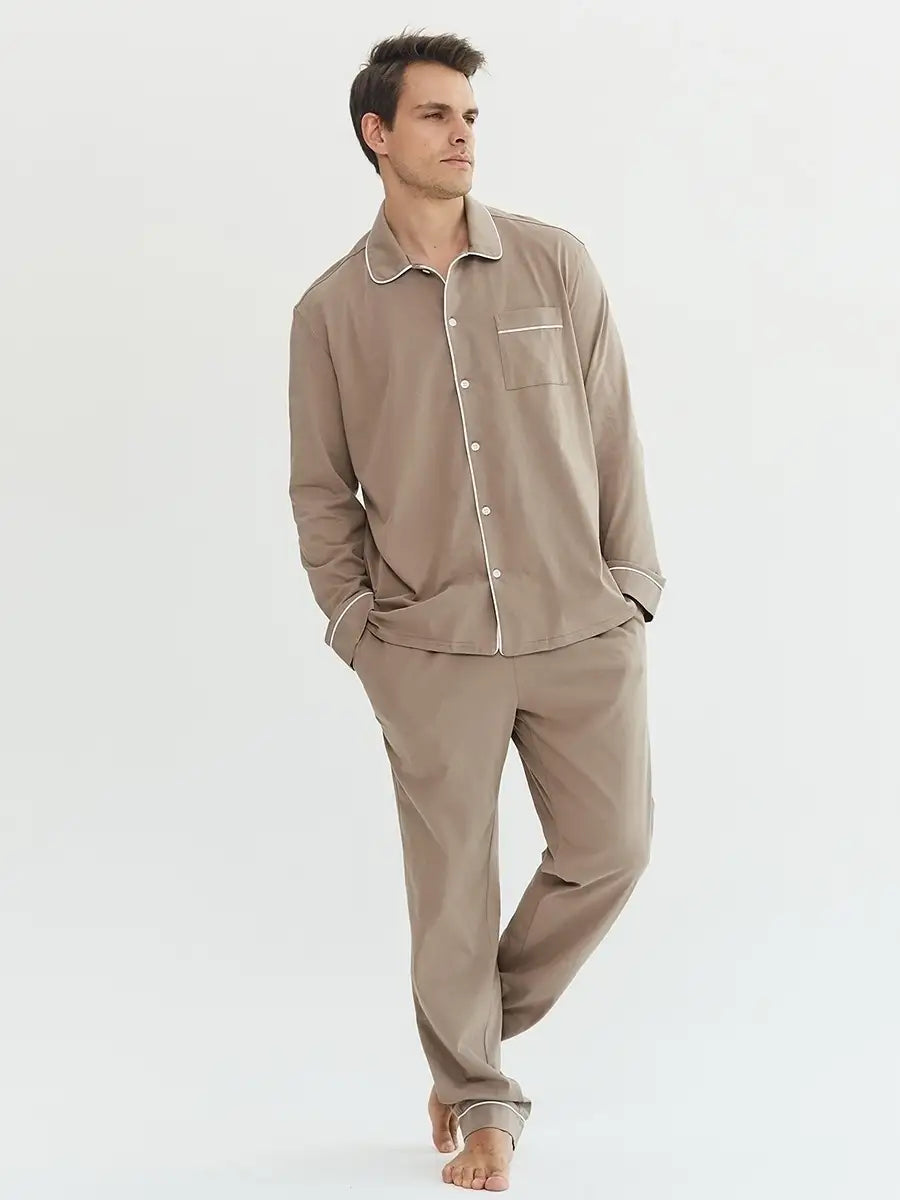 Shirt Collar Loungewear in Cotton.