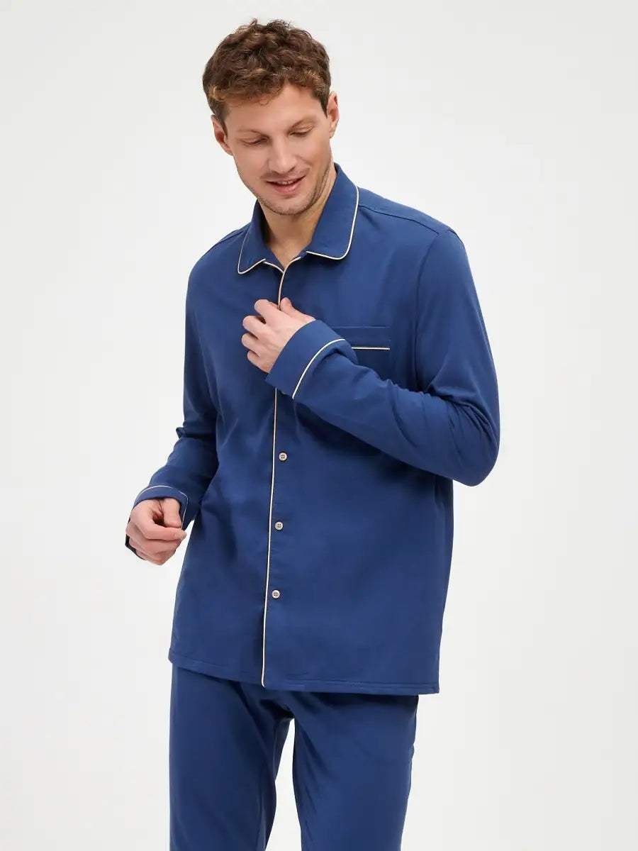 Shirt Collar Loungewear in Cotton.