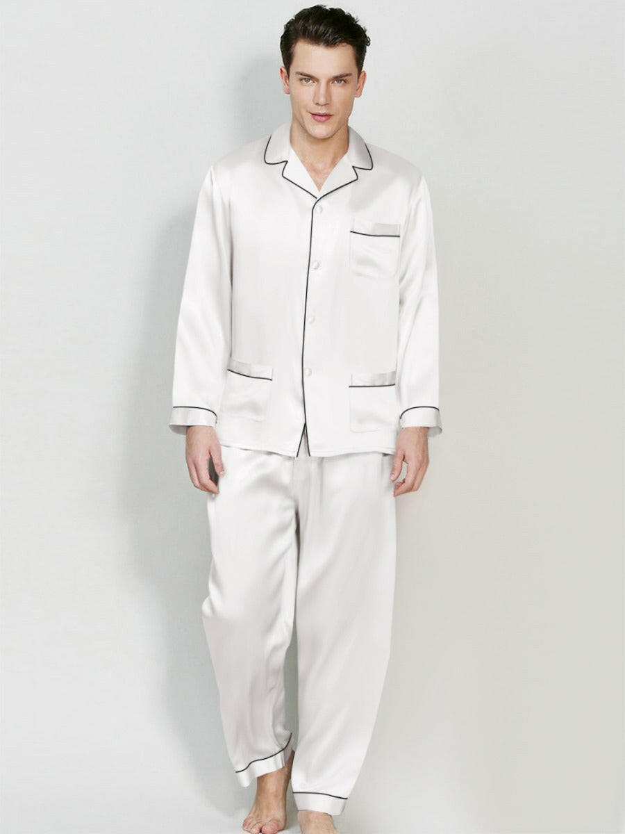 Satin Nightwear with Contrast Piping for Couples.