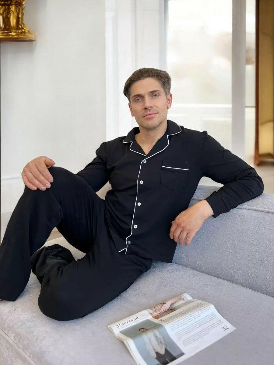 Notched Collar Loungewear in Cotton.