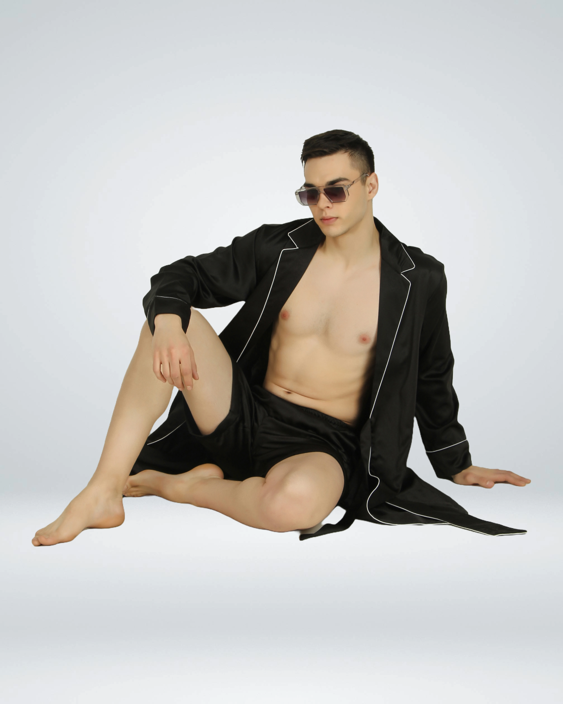 Luxe Satin Robe with Shorts - Bella Babe by SK Nightsuit Nightdress Robes Silk Satin Nighty Gown Nightwear