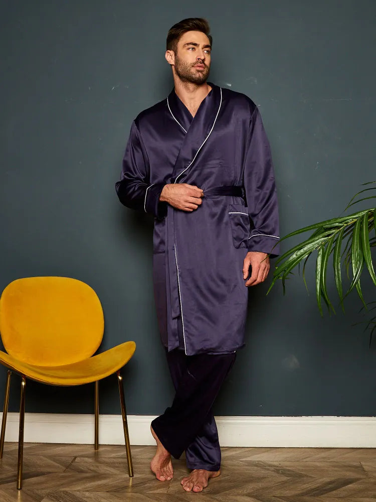 Premium Satin Robe with Pyjamas - Bella Babe by SK Nightsuit-Nightdress-Robes-Silk-Satin-Nighty-Gown-Nightwear-Shorts-Pajamas-Nightsuit-for-women-men-bathrobe-Satin-dress-cotton-