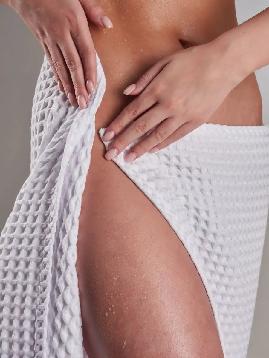 Waffle Towel in White 100% Cotton.